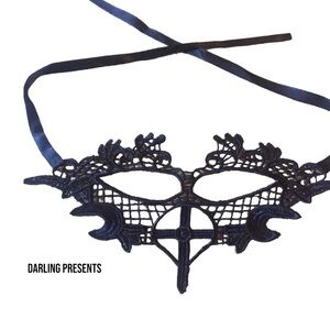 Lace Cross Face Mask Unisex Color Black